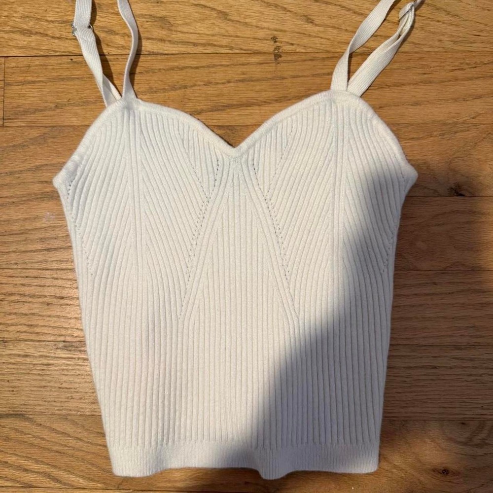 Wild Fable White Ribbed Tank Top Adjustable Straps Sweetheart Neck Cami XS